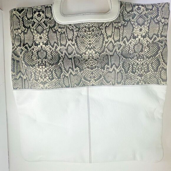 Michael Rome Designs Leather Hand Bag Women's White Snakeskin Print Large Clutch - Picture 13 of 16
